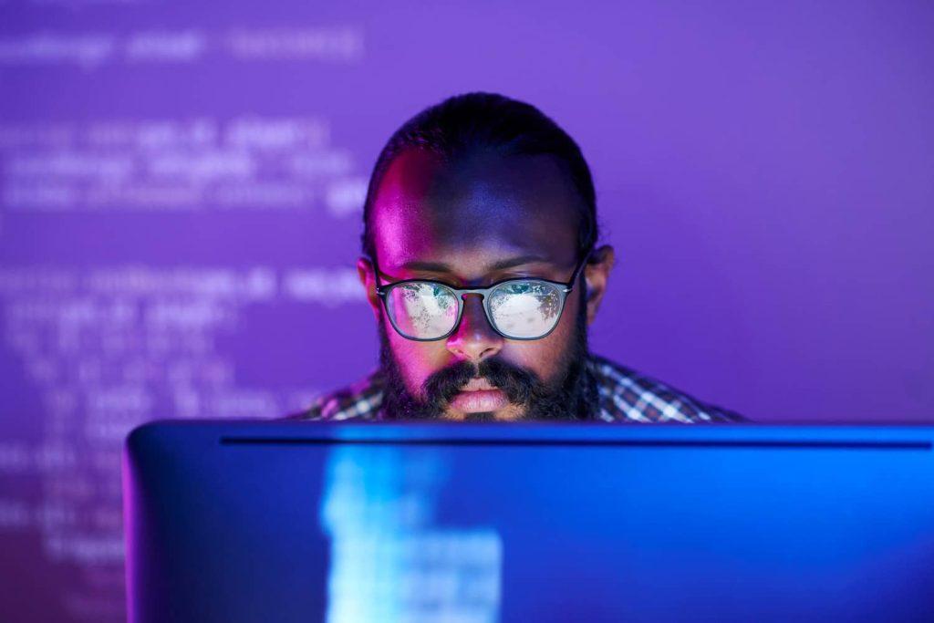 man with purple background
